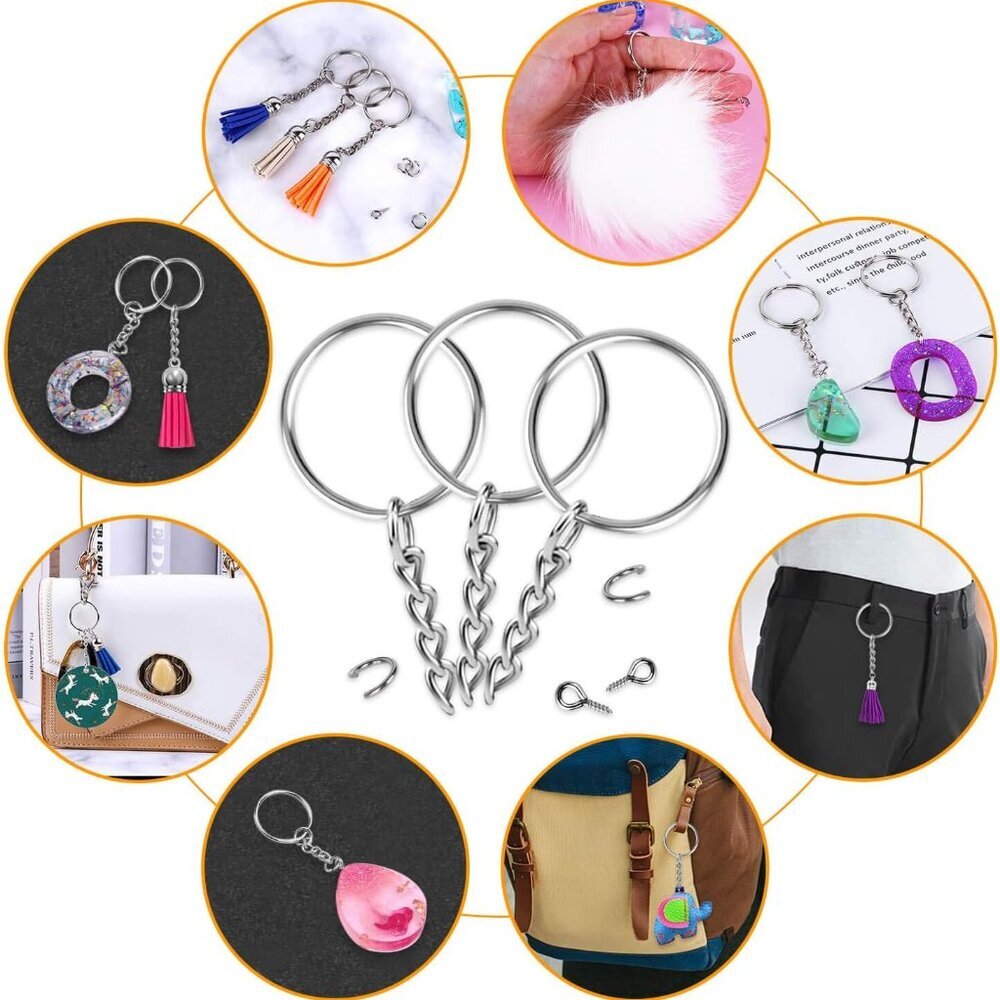 Keychain Rings for Crafts, 360Pcs Keychains for Resin Include Key Rings with Cha - Picture 7 of 8